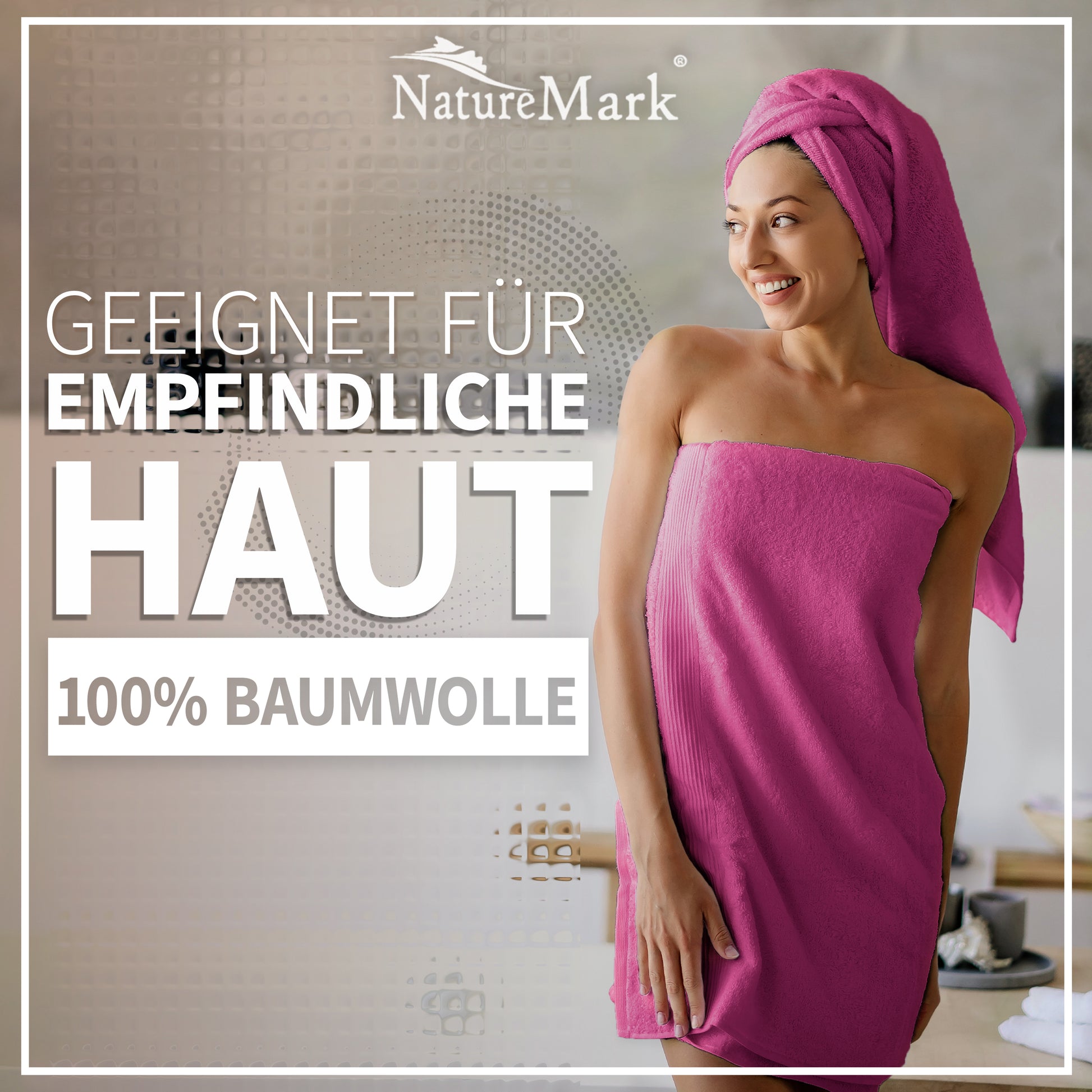 NatureMark 2er Pack DUSCHTÜCHER Premium Qualität 70x140cm DUSCHTUCH Dusch-Handtuch Doppelpack