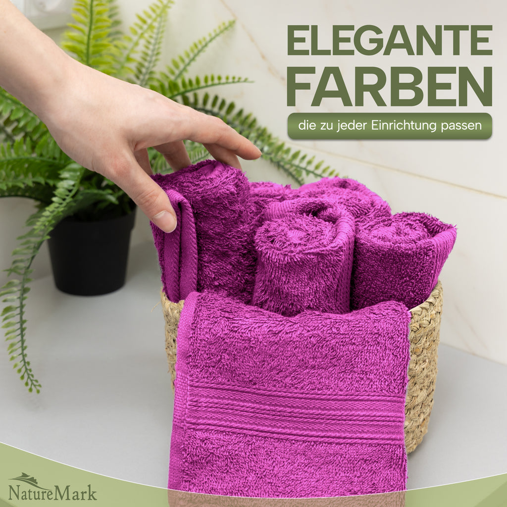 NatureMark Gästetücher – 12er Pack (30x50 cm), 100% Baumwolle, Oeko-Tex Zertifiziert, weich, saugfähig und pflegeleicht – Für Bad, Gäste & Spa – Anthrazit/Grau