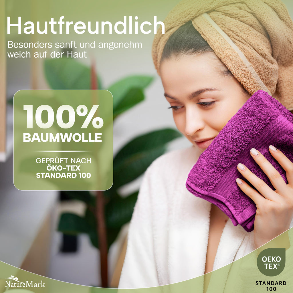 NatureMark Gästetücher – 12er Pack (30x50 cm), 100% Baumwolle, Oeko-Tex Zertifiziert, weich, saugfähig und pflegeleicht – Für Bad, Gäste & Spa – Anthrazit/Grau