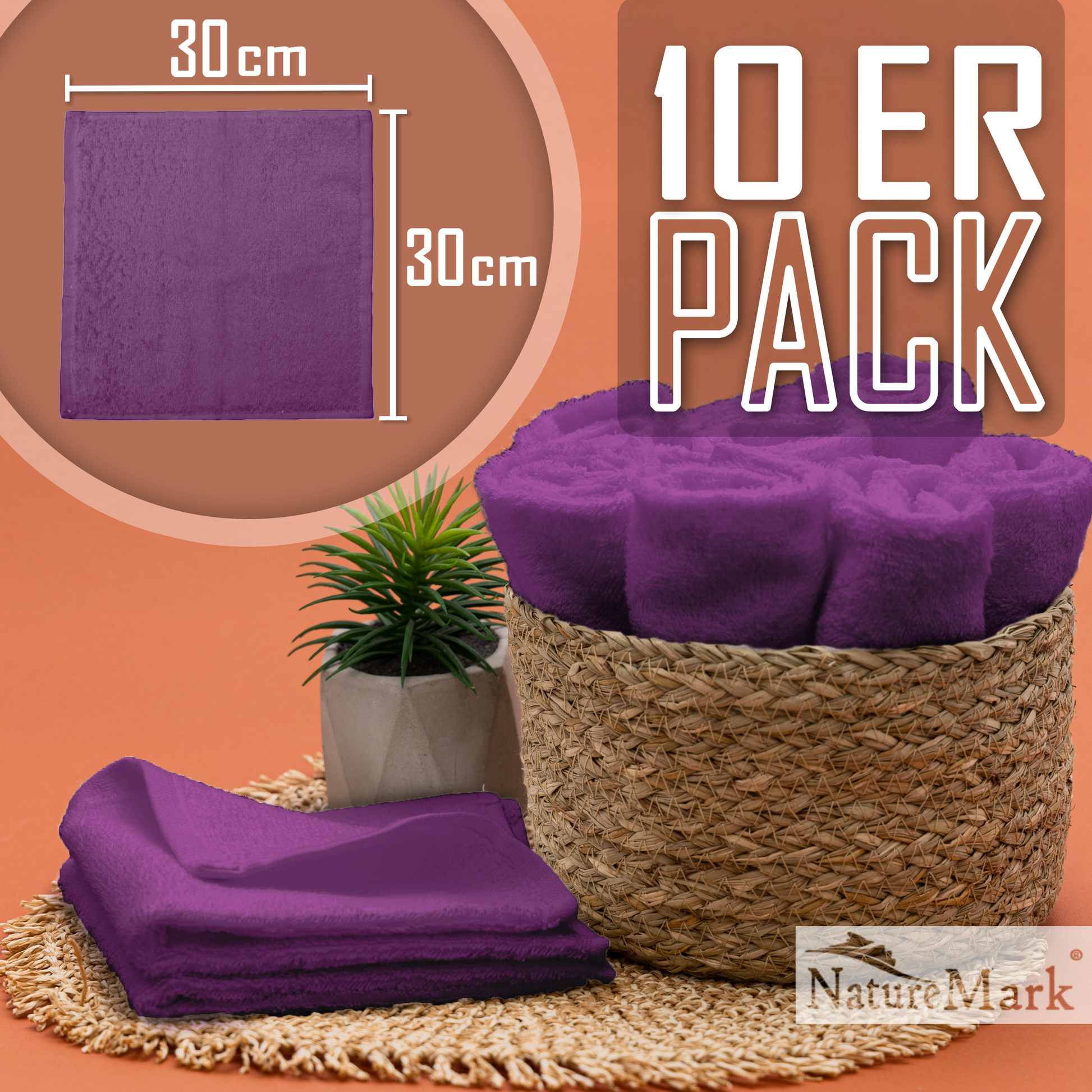 Frottier Seiftücher 10er Pack 30x30cm, 100% Baumwolle