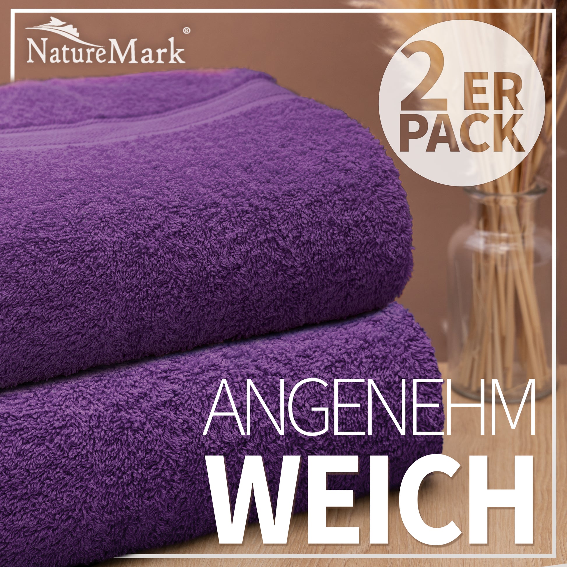 NatureMark 2er Pack DUSCHTÜCHER Premium Qualität 70x140cm DUSCHTUCH Dusch-Handtuch Doppelpack
