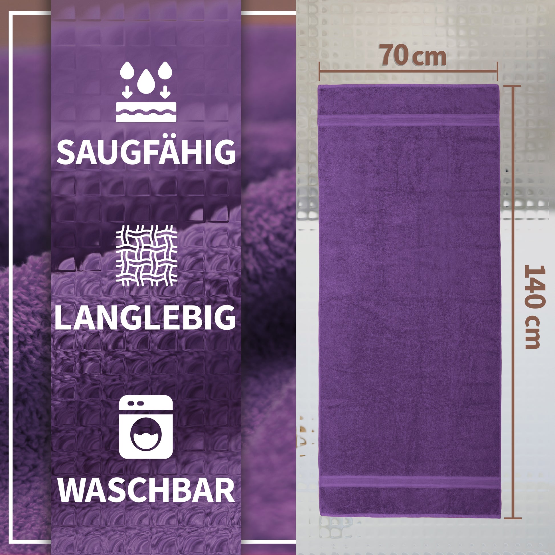NatureMark 2er Pack DUSCHTÜCHER Premium Qualität 70x140cm DUSCHTUCH Dusch-Handtuch Doppelpack