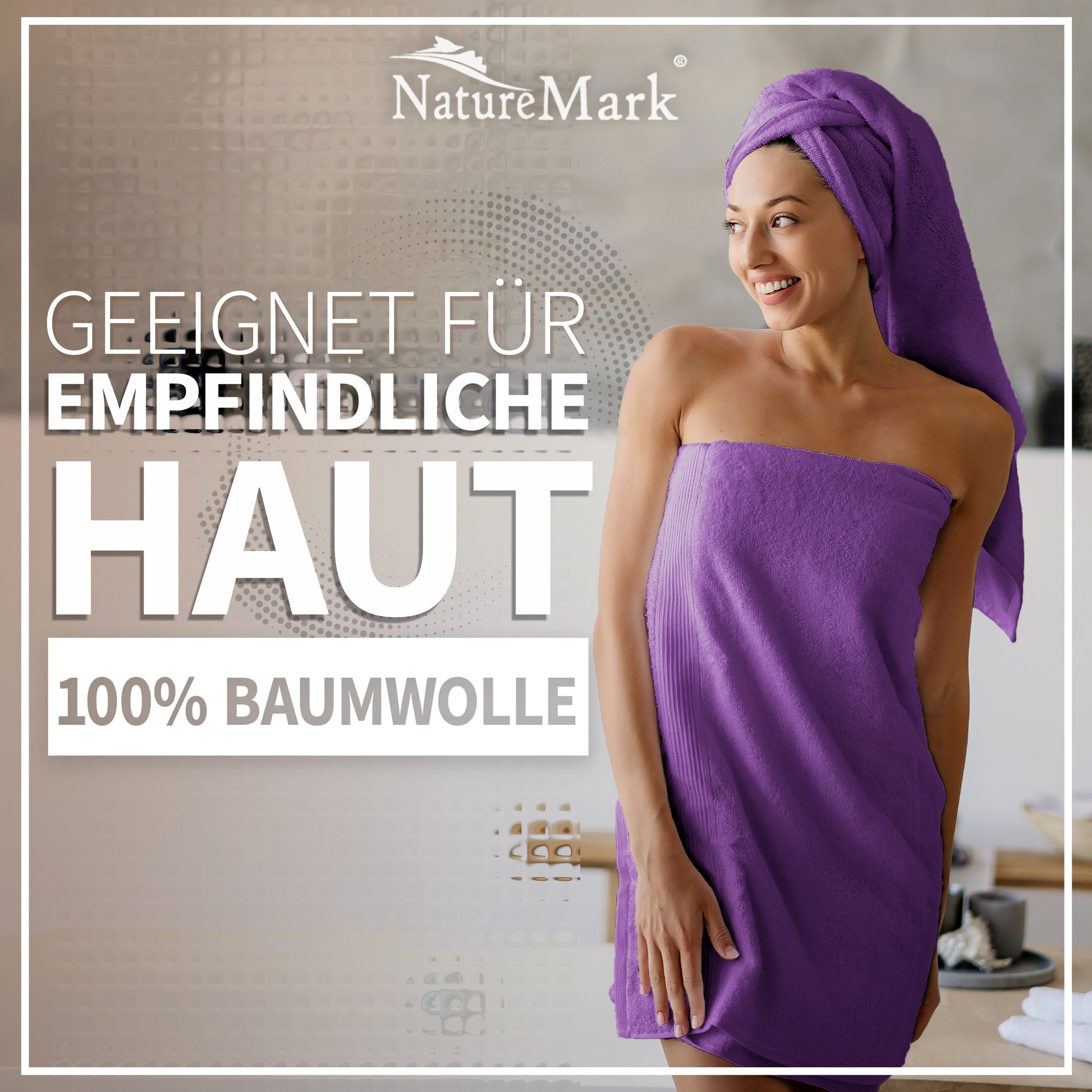 NatureMark 2er Pack DUSCHTÜCHER Premium Qualität 70x140cm DUSCHTUCH Dusch-Handtuch Doppelpack