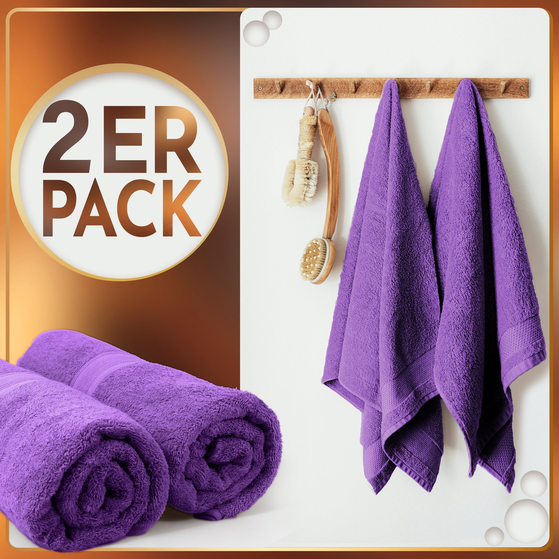 NatureMark 2er Pack SAUNATÜCHER Premium Qualität 80x200cm SAUNATUCH Sauna-Handtuch 100% Baumwolle Farbe: Schwarz