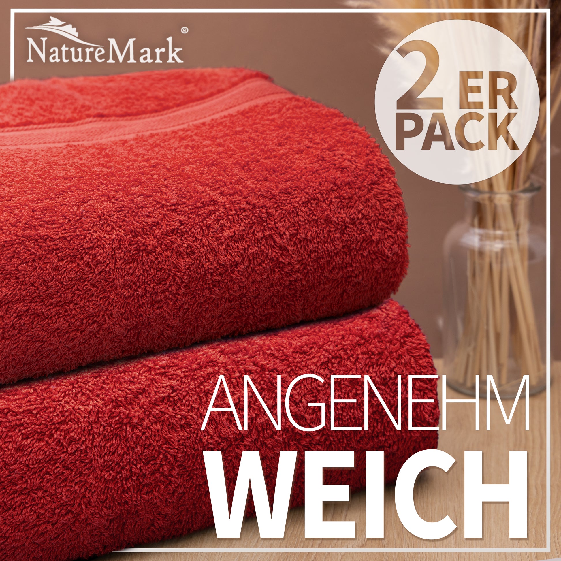 NatureMark 2er Pack DUSCHTÜCHER Premium Qualität 70x140cm DUSCHTUCH Dusch-Handtuch Doppelpack