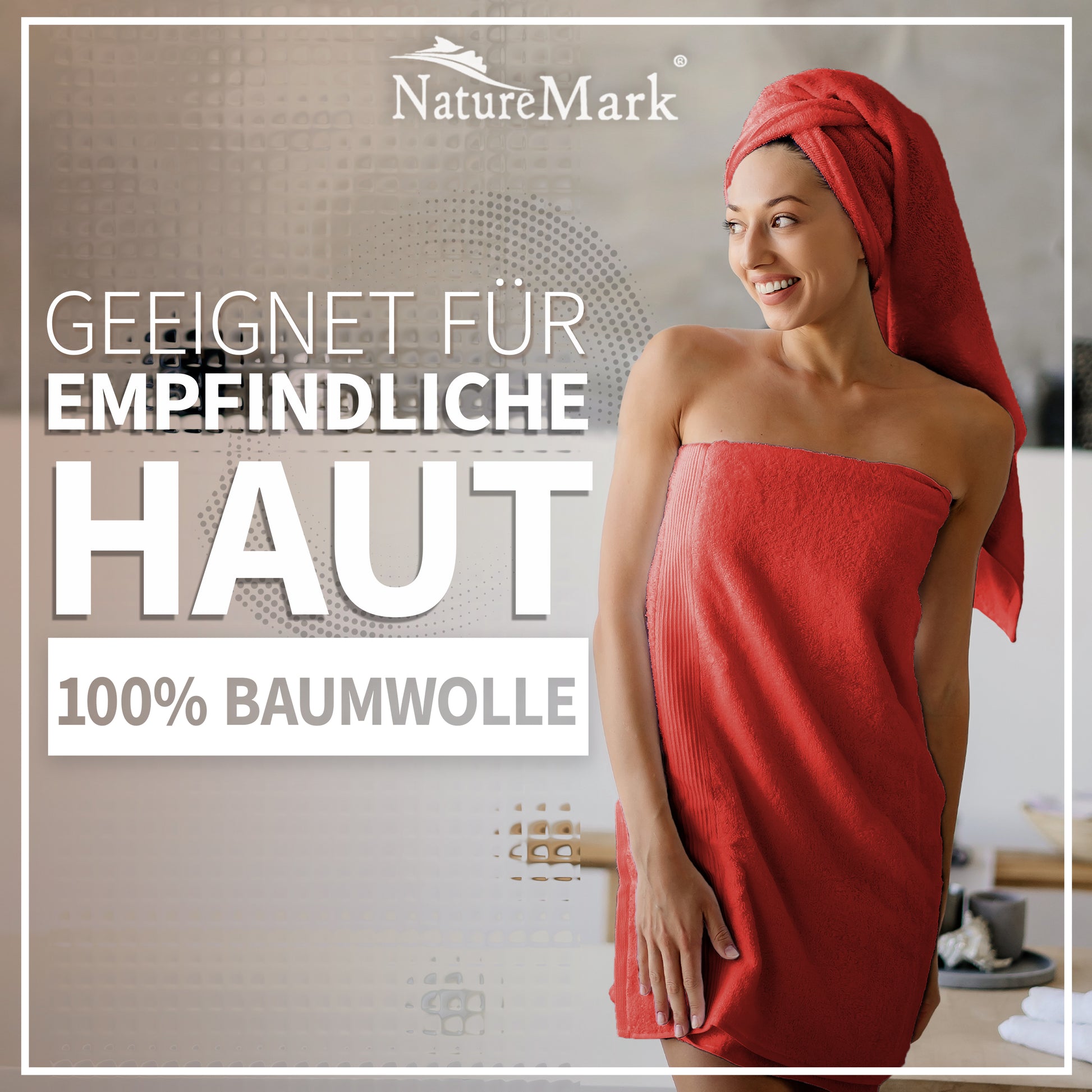 NatureMark 2er Pack DUSCHTÜCHER Premium Qualität 70x140cm DUSCHTUCH Dusch-Handtuch Doppelpack