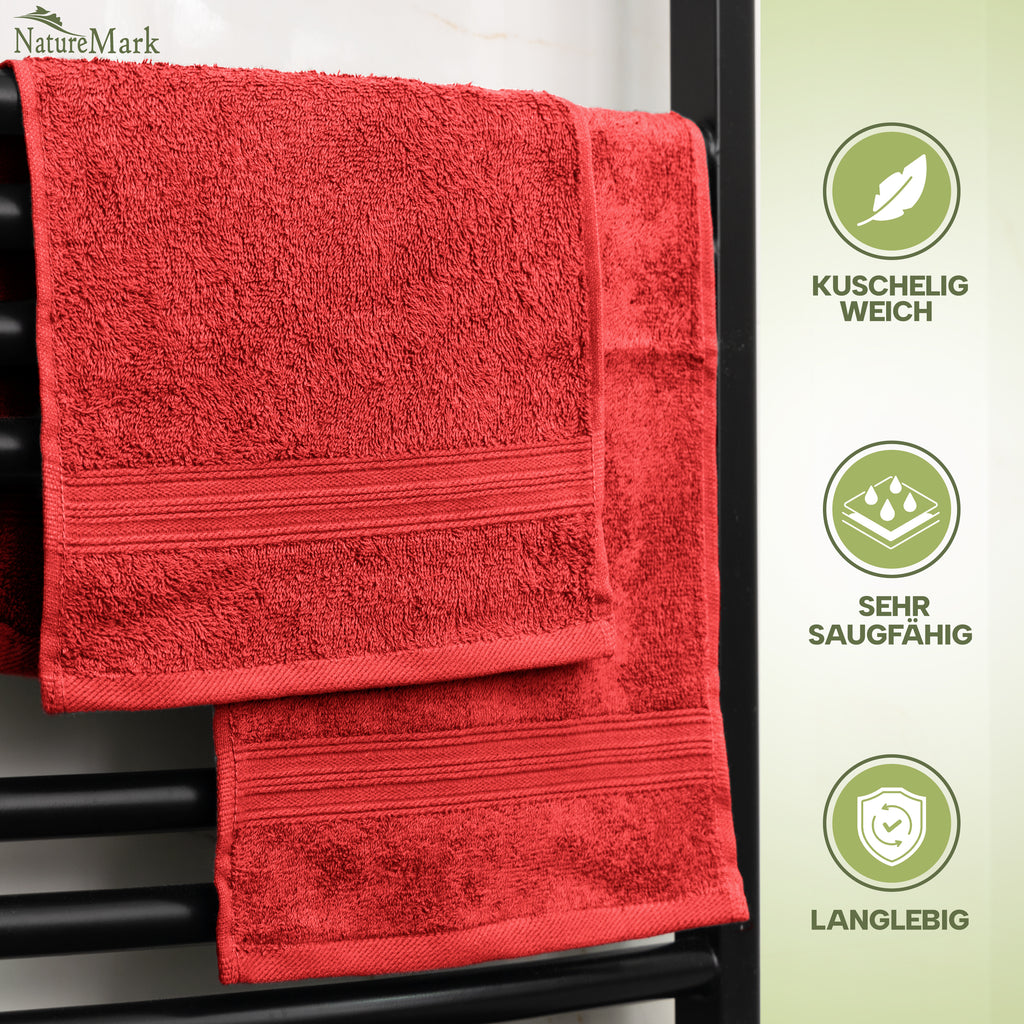 NatureMark Gästetücher – 12er Pack (30x50 cm), 100% Baumwolle, Oeko-Tex Zertifiziert, weich, saugfähig und pflegeleicht – Für Bad, Gäste & Spa – Anthrazit/Grau