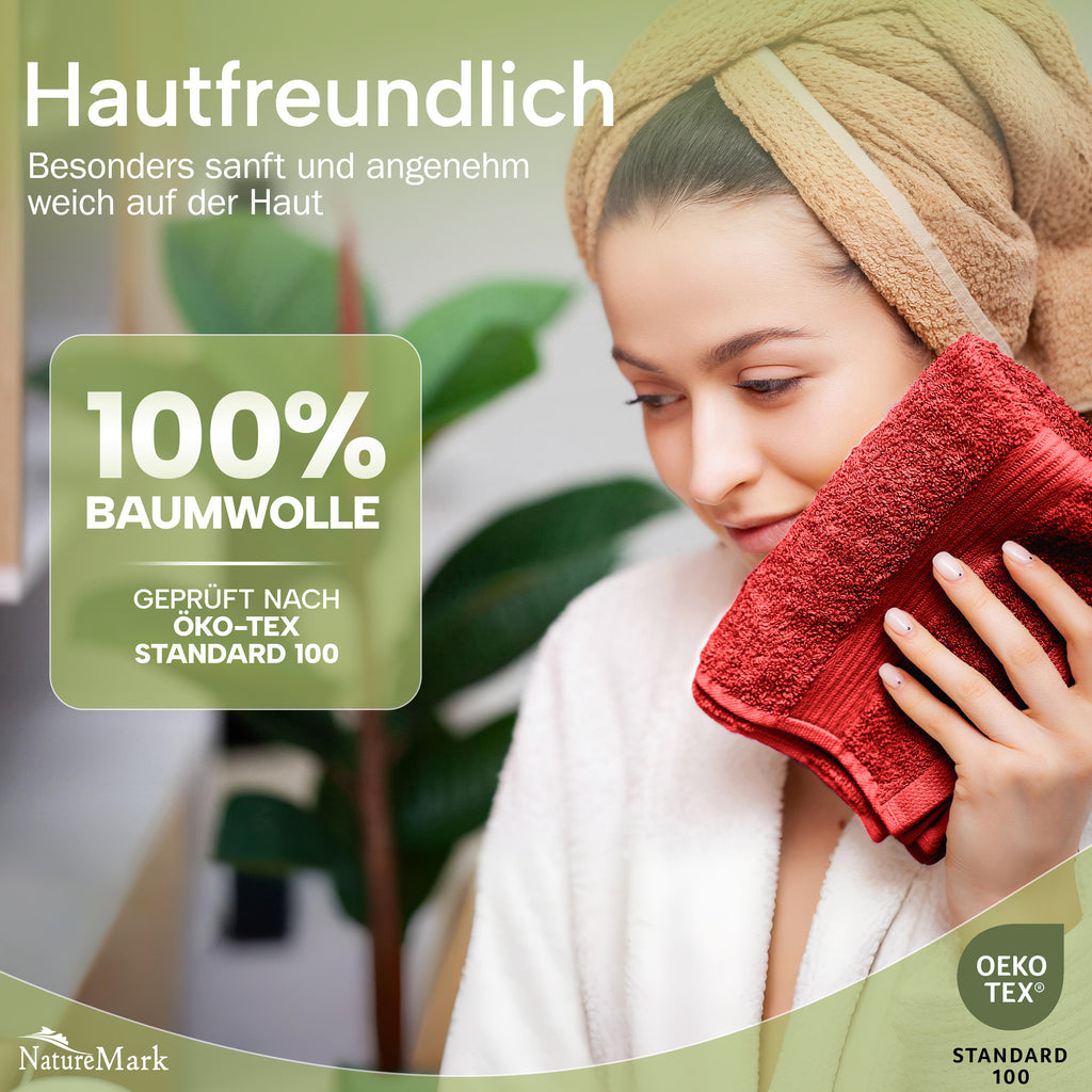 NatureMark Gästetücher – 12er Pack (30x50 cm), 100% Baumwolle, Oeko-Tex Zertifiziert, weich, saugfähig und pflegeleicht – Für Bad, Gäste & Spa – Anthrazit/Grau