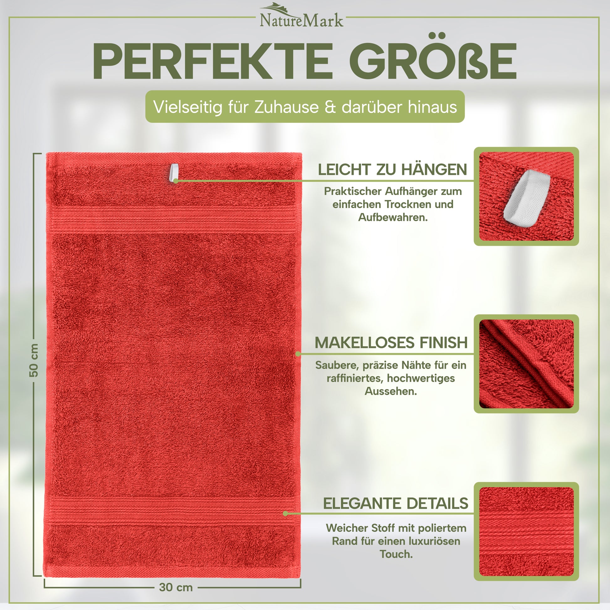 NatureMark Gästetücher – 12er Pack (30x50 cm), 100% Baumwolle, Oeko-Tex Zertifiziert, weich, saugfähig und pflegeleicht – Für Bad, Gäste & Spa – Anthrazit/Grau