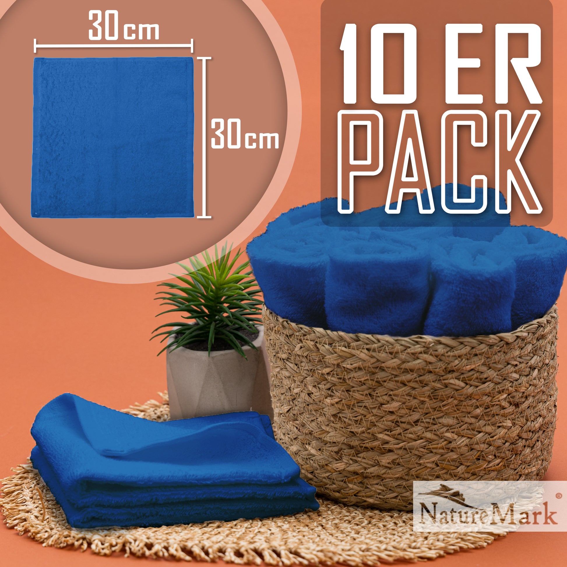 Frottier Seiftücher 10er Pack 30x30cm, 100% Baumwolle