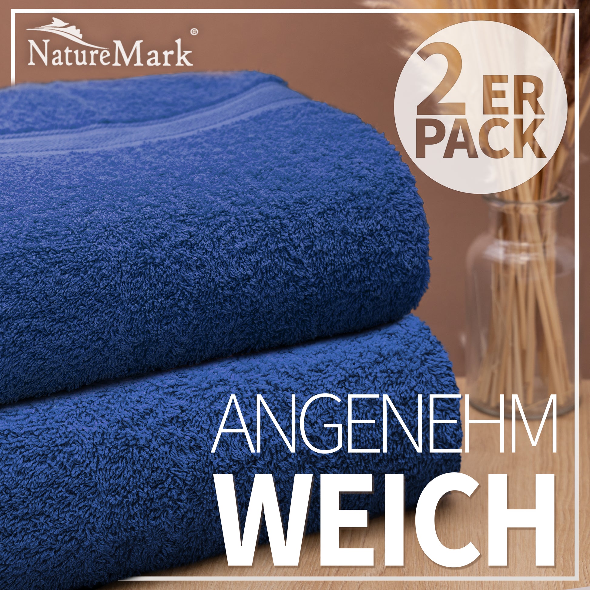 NatureMark 2er Pack DUSCHTÜCHER Premium Qualität 70x140cm DUSCHTUCH Dusch-Handtuch Doppelpack