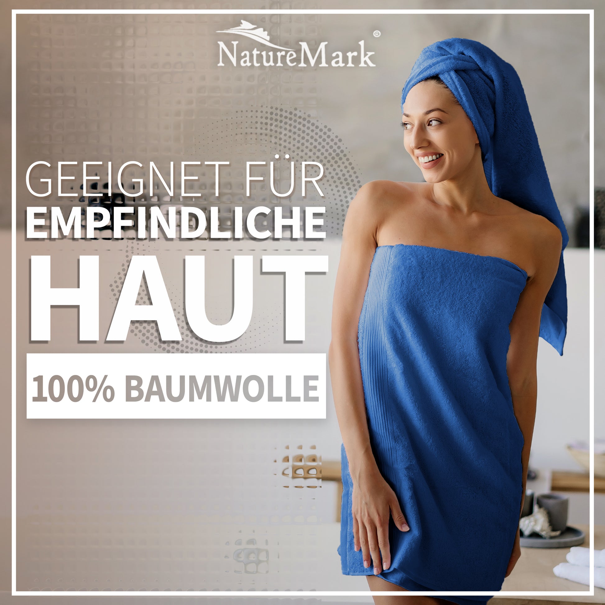 NatureMark 2er Pack DUSCHTÜCHER Premium Qualität 70x140cm DUSCHTUCH Dusch-Handtuch Doppelpack