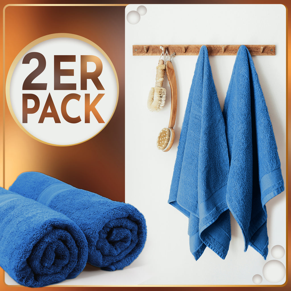 NatureMark 2er Pack SAUNATÜCHER Premium Qualität 80x200cm SAUNATUCH Sauna-Handtuch 100% Baumwolle Farbe: Schwarz