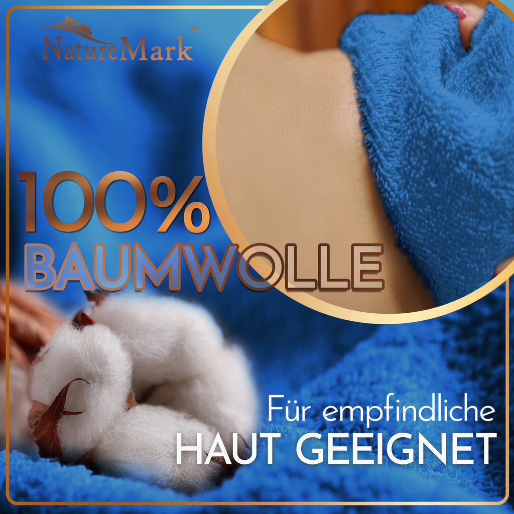NatureMark 2er Pack SAUNATÜCHER Premium Qualität 80x200cm SAUNATUCH Sauna-Handtuch 100% Baumwolle Farbe: Schwarz