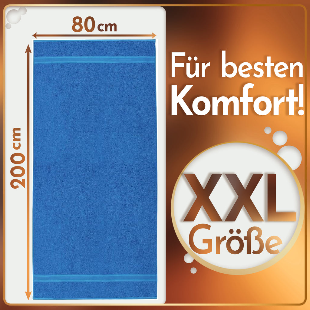 NatureMark 2er Pack SAUNATÜCHER Premium Qualität 80x200cm SAUNATUCH Sauna-Handtuch 100% Baumwolle Farbe: Schwarz