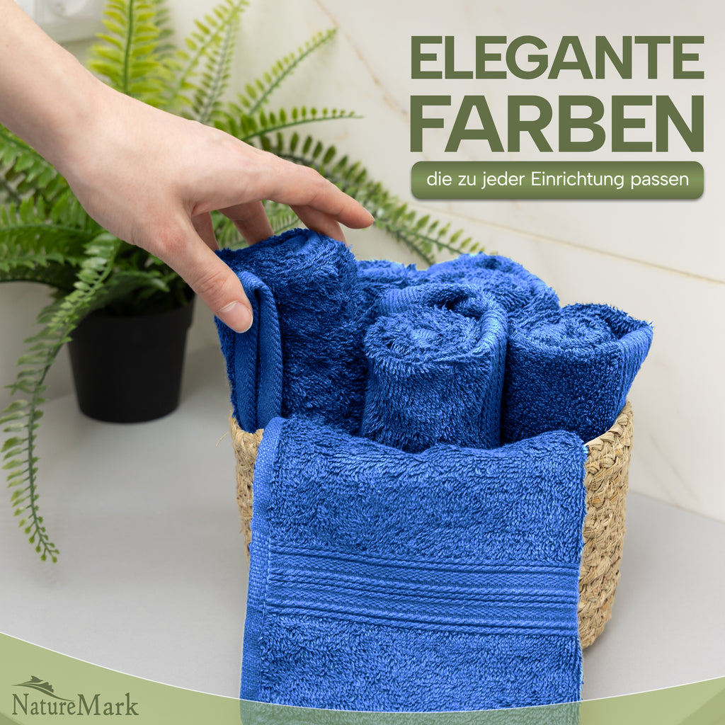 NatureMark Gästetücher – 12er Pack (30x50 cm), 100% Baumwolle, Oeko-Tex Zertifiziert, weich, saugfähig und pflegeleicht – Für Bad, Gäste & Spa – Anthrazit/Grau
