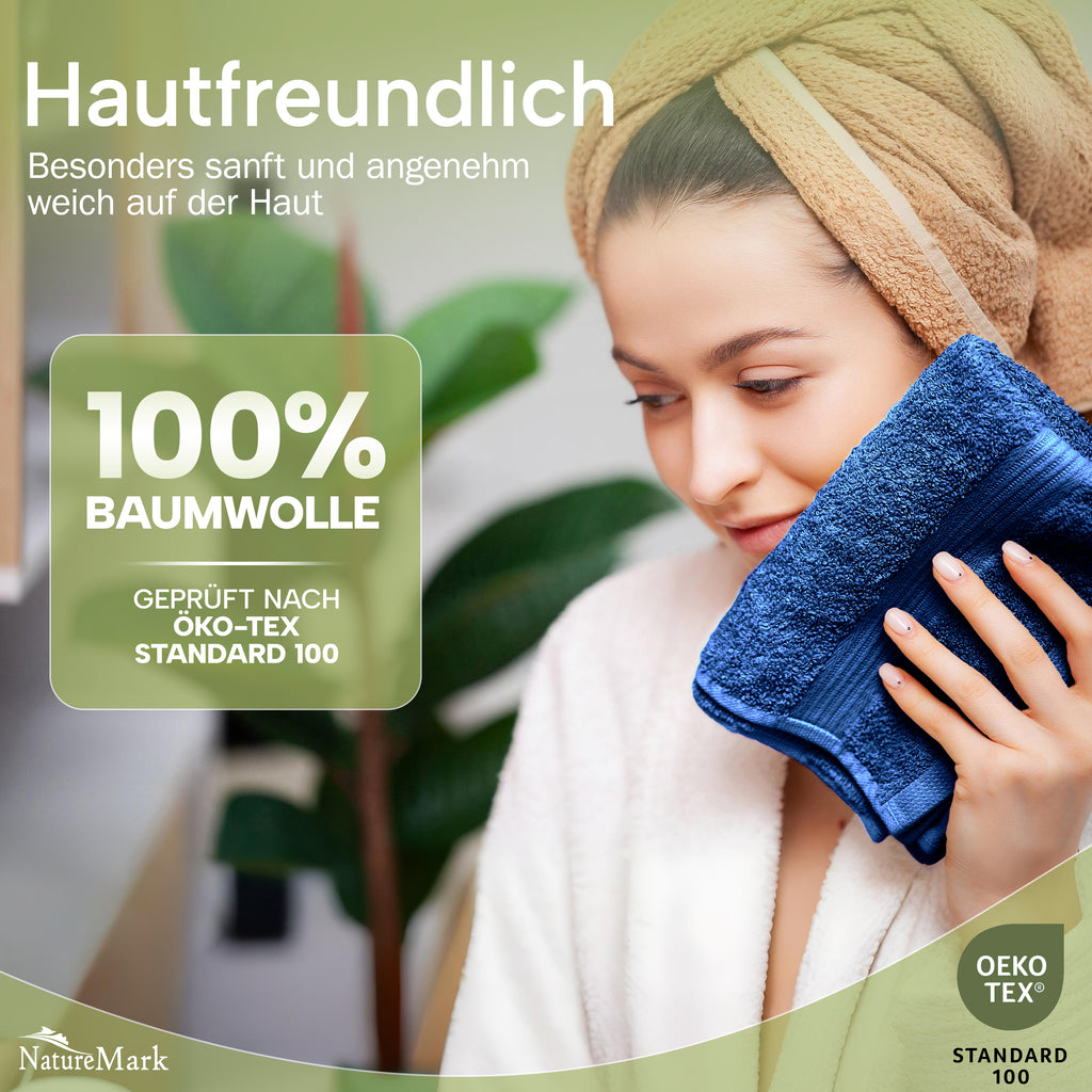 NatureMark Gästetücher – 12er Pack (30x50 cm), 100% Baumwolle, Oeko-Tex Zertifiziert, weich, saugfähig und pflegeleicht – Für Bad, Gäste & Spa – Anthrazit/Grau