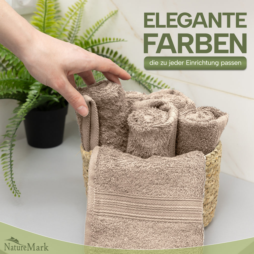 NatureMark Gästetücher – 12er Pack (30x50 cm), 100% Baumwolle, Oeko-Tex Zertifiziert, weich, saugfähig und pflegeleicht – Für Bad, Gäste & Spa – Anthrazit/Grau