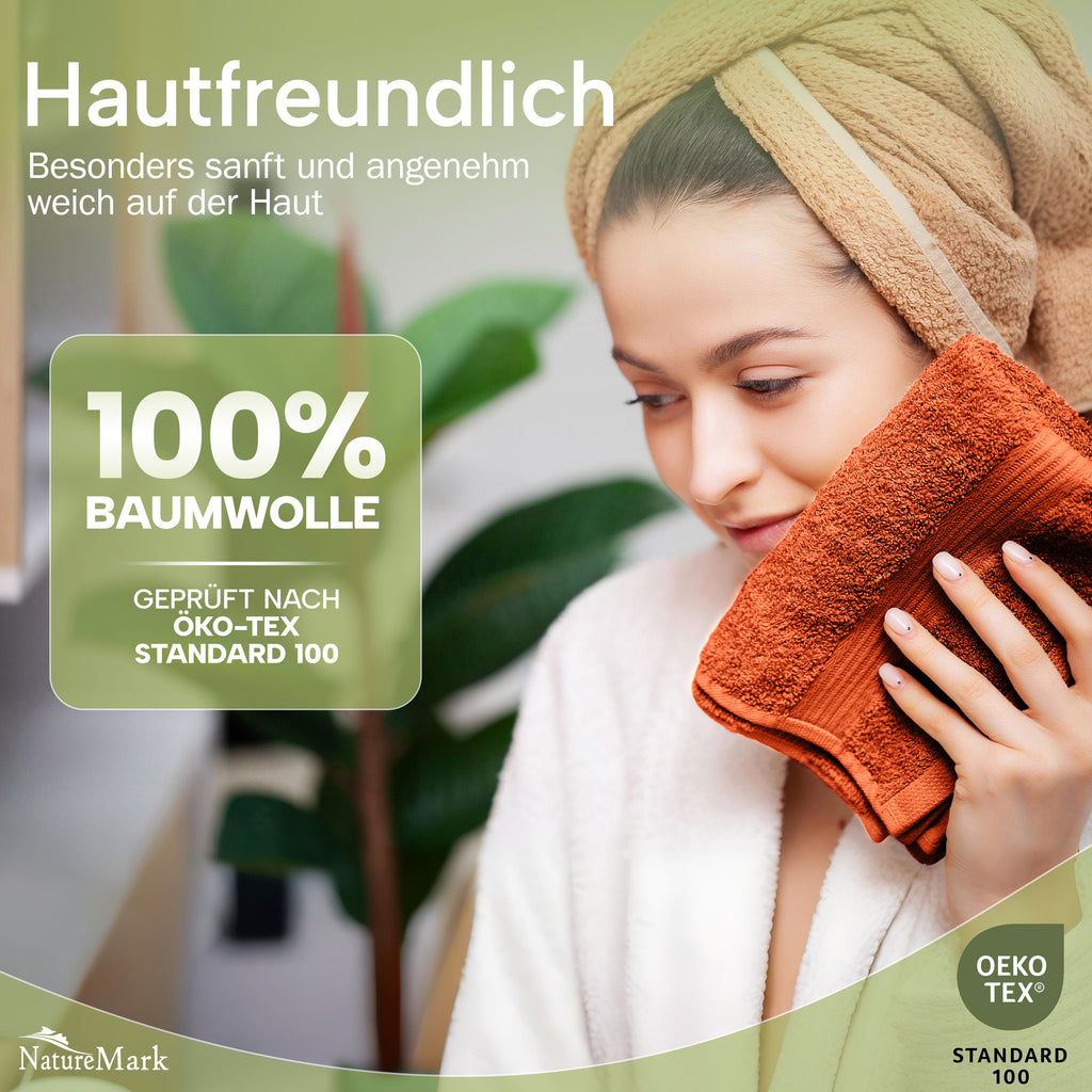 NatureMark Gästetücher – 12er Pack (30x50 cm), 100% Baumwolle, Oeko-Tex Zertifiziert, weich, saugfähig und pflegeleicht – Für Bad, Gäste & Spa – Anthrazit/Grau