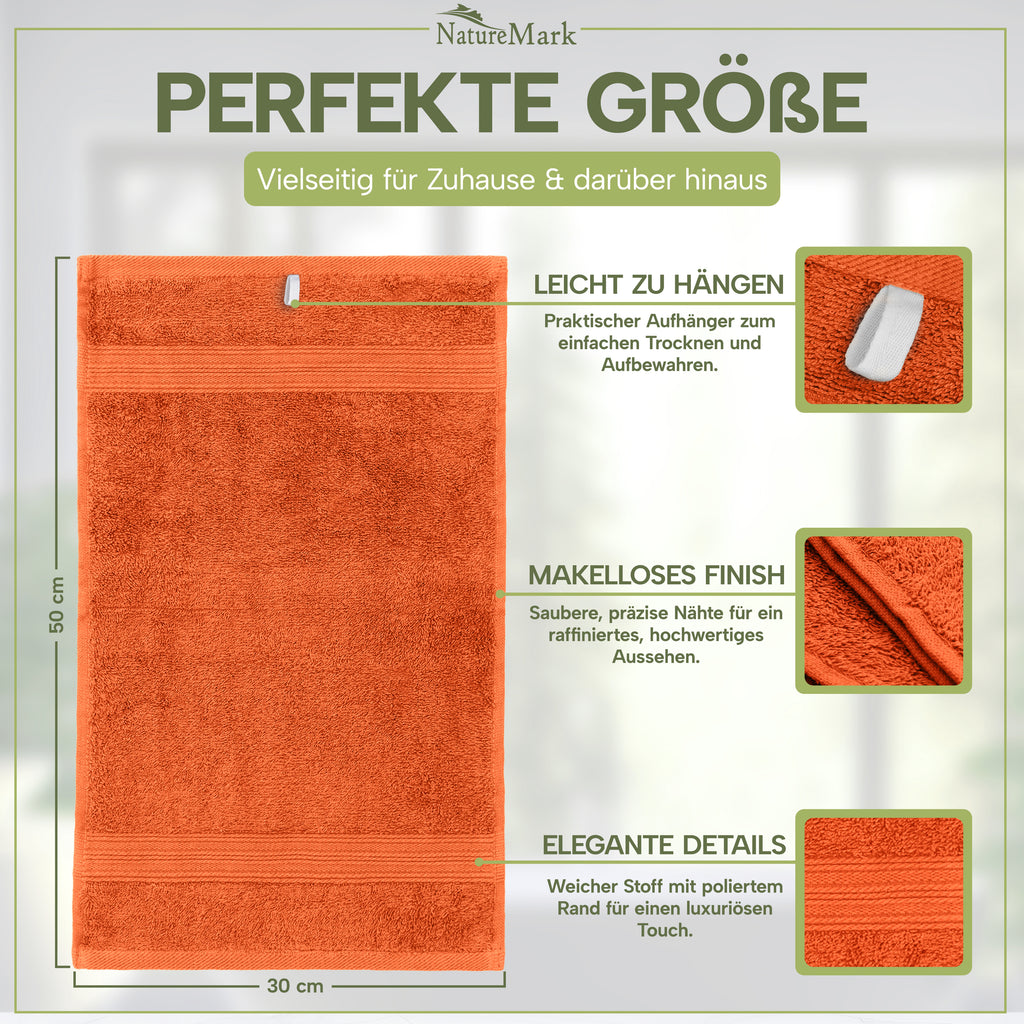 NatureMark Gästetücher – 12er Pack (30x50 cm), 100% Baumwolle, Oeko-Tex Zertifiziert, weich, saugfähig und pflegeleicht – Für Bad, Gäste & Spa – Anthrazit/Grau
