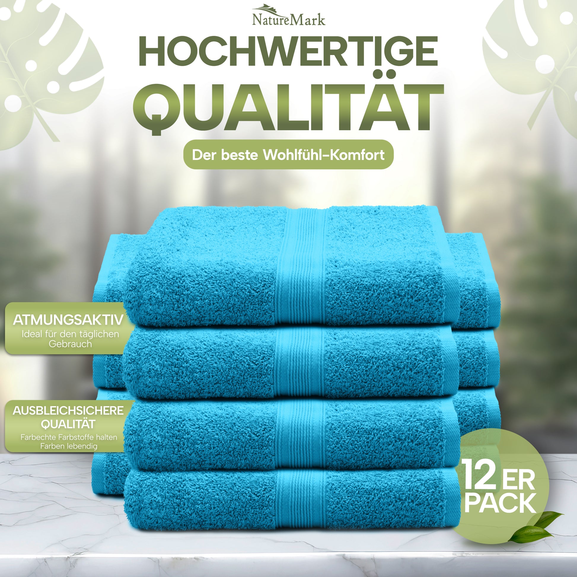 NatureMark Gästetücher – 12er Pack (30x50 cm), 100% Baumwolle, Oeko-Tex Zertifiziert, weich, saugfähig und pflegeleicht – Für Bad, Gäste & Spa – Anthrazit/Grau