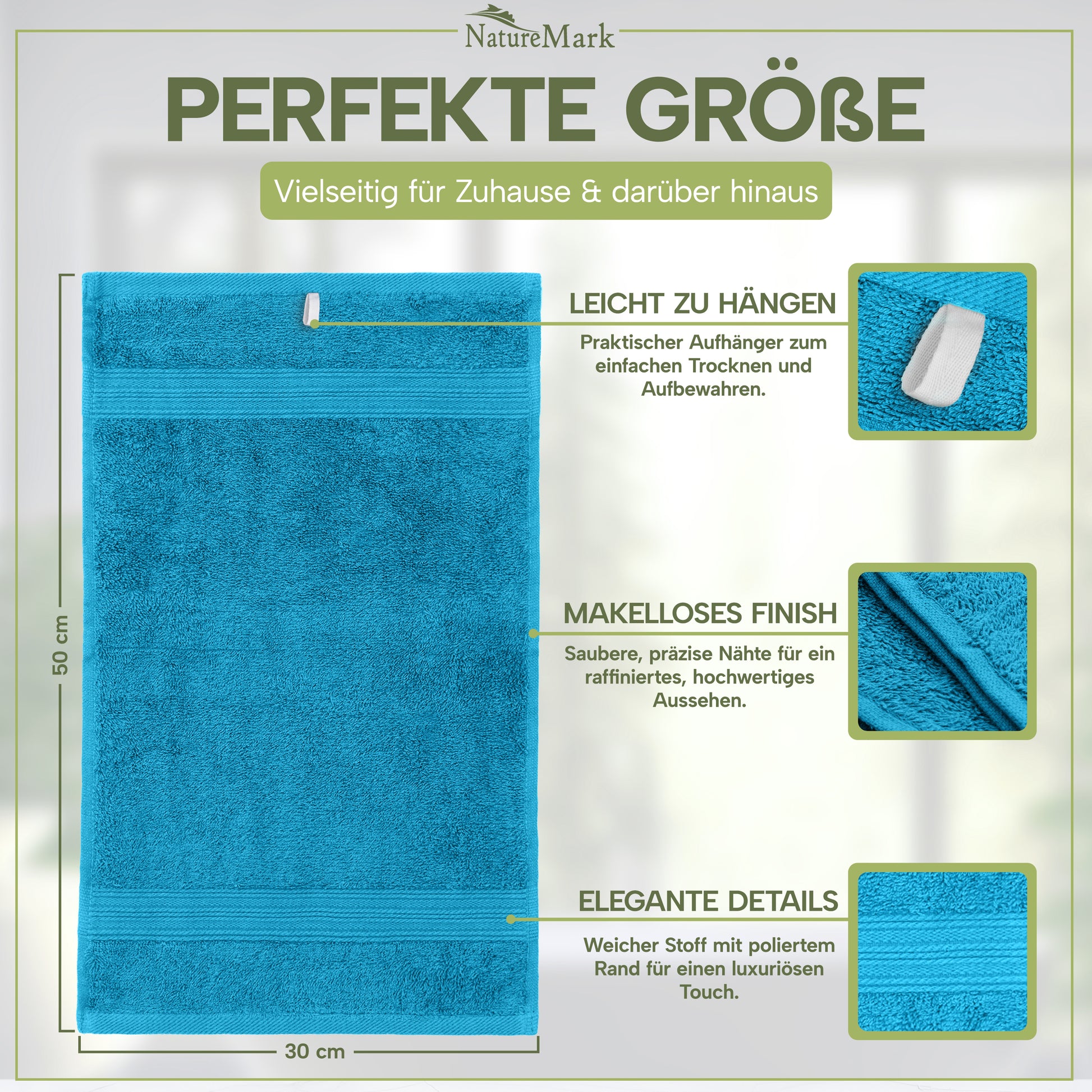 NatureMark Gästetücher – 12er Pack (30x50 cm), 100% Baumwolle, Oeko-Tex Zertifiziert, weich, saugfähig und pflegeleicht – Für Bad, Gäste & Spa – Anthrazit/Grau