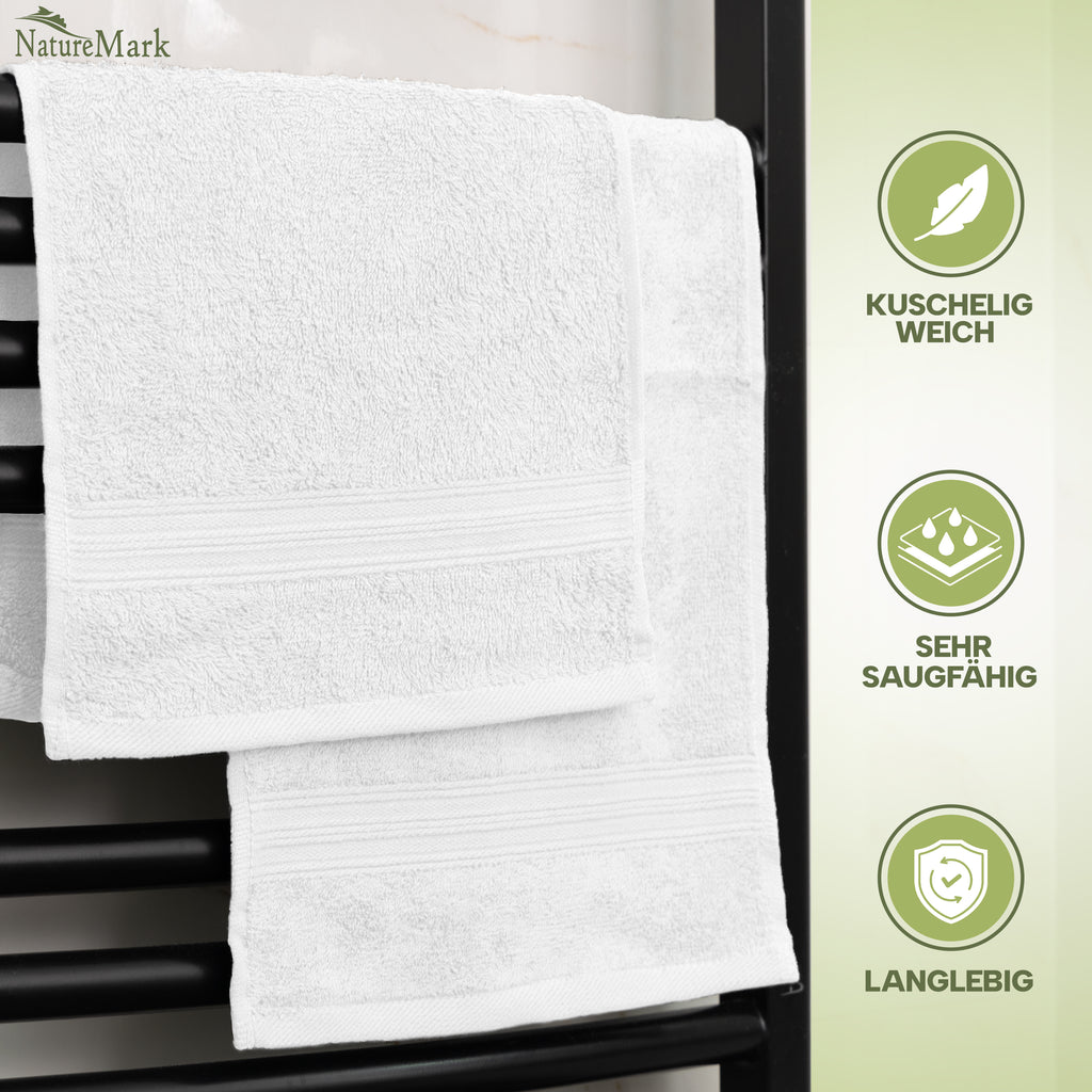 NatureMark Gästetücher – 12er Pack (30x50 cm), 100% Baumwolle, Oeko-Tex Zertifiziert, weich, saugfähig und pflegeleicht – Für Bad, Gäste & Spa – Anthrazit/Grau