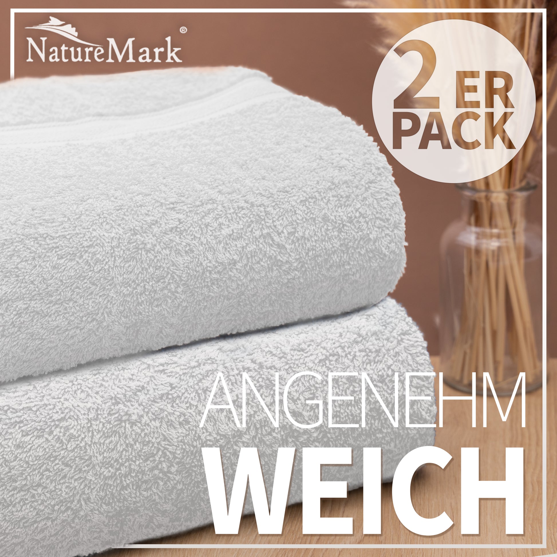 NatureMark 2er Pack DUSCHTÜCHER Premium Qualität 70x140cm DUSCHTUCH Dusch-Handtuch Doppelpack