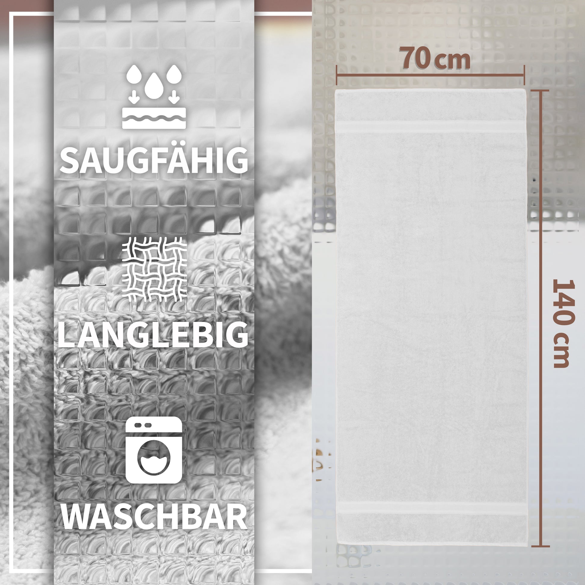 NatureMark 2er Pack DUSCHTÜCHER Premium Qualität 70x140cm DUSCHTUCH Dusch-Handtuch Doppelpack
