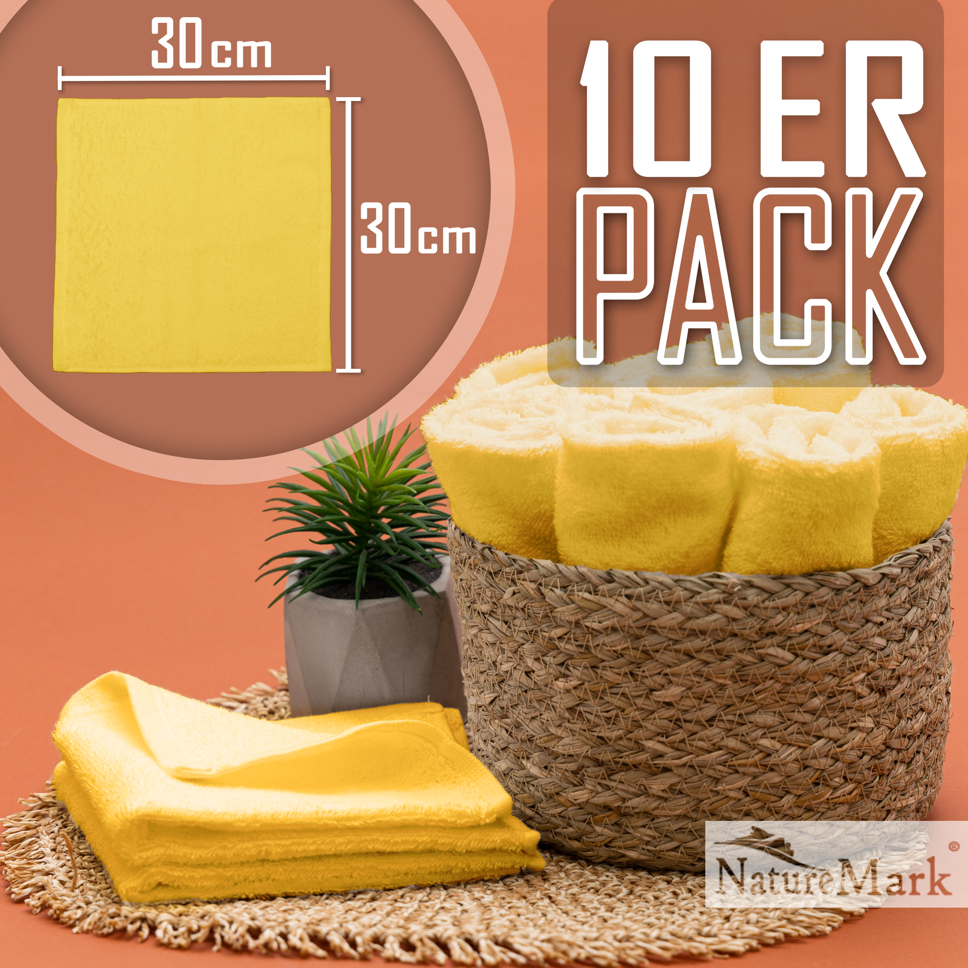 Frottier Seiftücher 10er Pack 30x30cm, 100% Baumwolle
