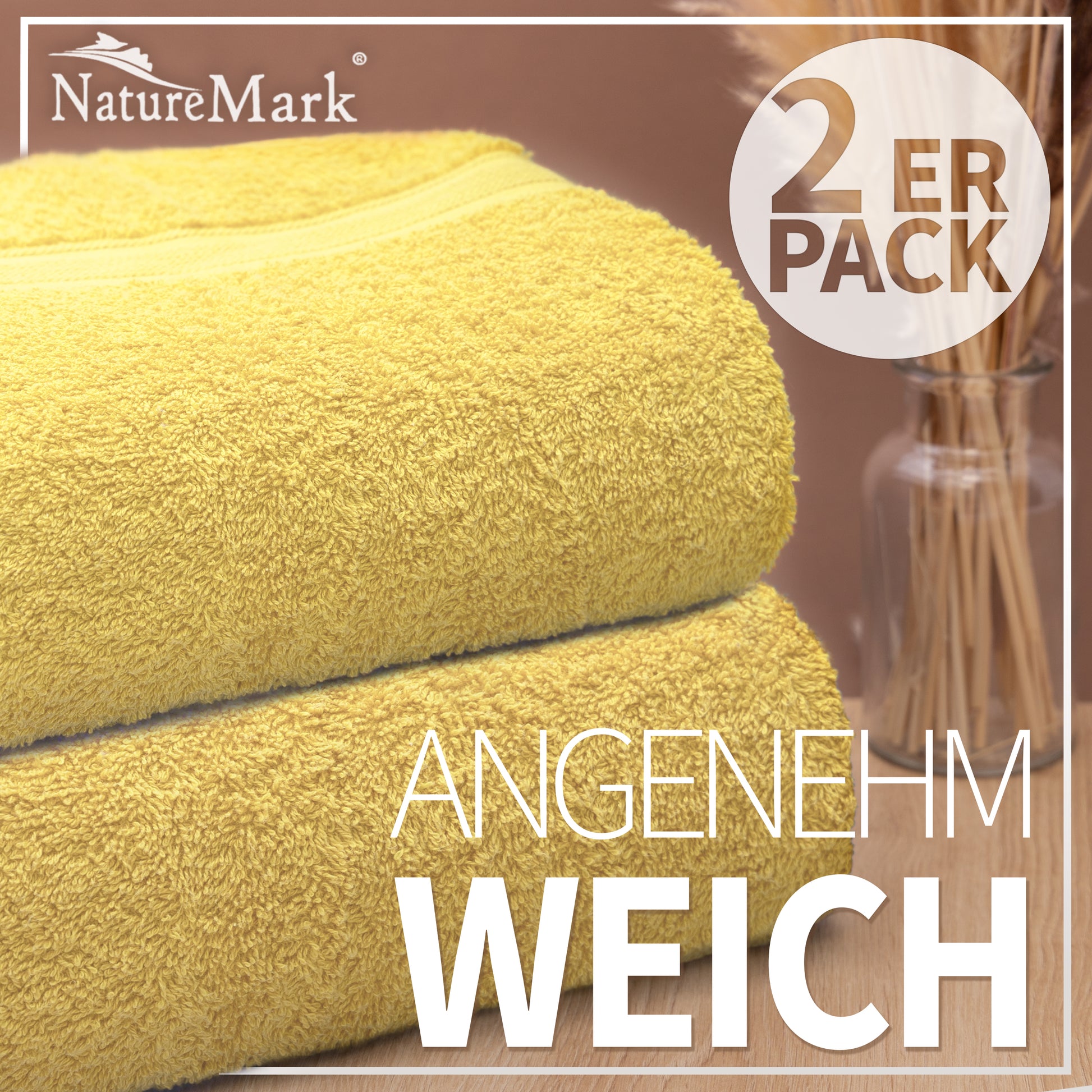 NatureMark 2er Pack DUSCHTÜCHER Premium Qualität 70x140cm DUSCHTUCH Dusch-Handtuch Doppelpack