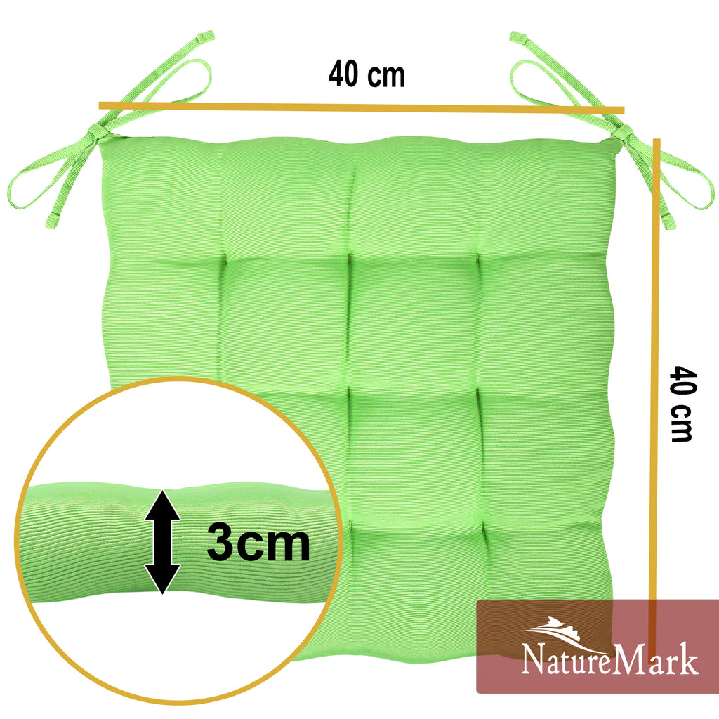NatureMark 4er Set Stuhlkissen mit Bändern 40x40 cm – Gefüllte Sitzkissen, Outdoor & Indoor