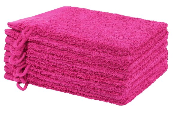 NatureMark 10er Pack Waschhandschuhe Waschlappen | Premium Qualität | 100% Baumwolle | 15x21cm | Pink