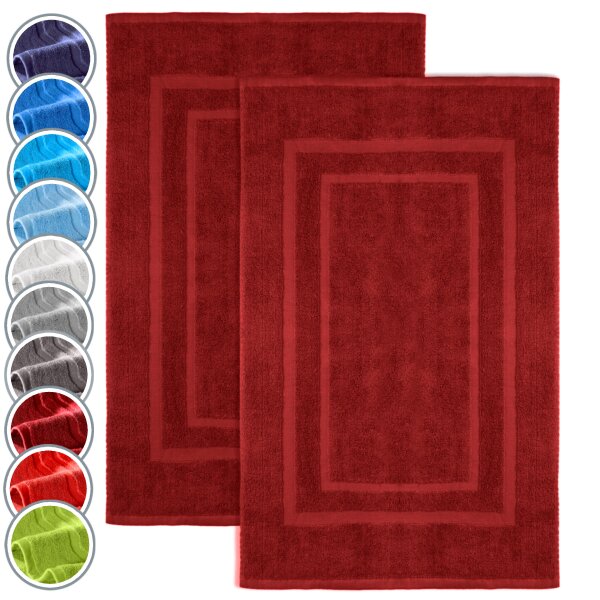 NatureMark 2er Pack Badvorleger | Premium Qualität | 100% Baumwolle | 50 x 80 cm | Duschvorleger Duschmatte Doppelpack | Bordeaux rot