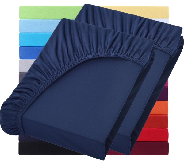 Jersey Spannbettlaken 2er-Pack 100% Baumwolle, ÖKOTEX Standard 100, 70x140 cm, Navy blau